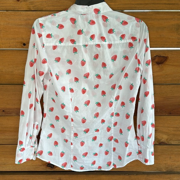 J Crew strawberry long sleeve pocket button down shirt XS - Picture 4 of 4